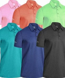 Callaway Golf Mens Heathered Jacquard Opti-Dri Stretch Golf Polo Shirt