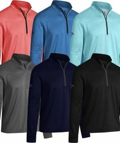 Callaway Golf Mens Pieced Waffle 1/4 Zip SwingTech Thermal Golf Sweater Pullover