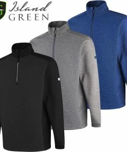 Island Green Mens Top Layer 1/2 Zip Jacquard Knit Thermal Golf Sweater Pullover
