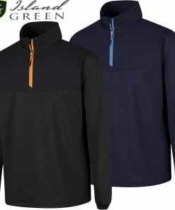 Island Green Mens Rib Yoke 1/4 Zip Top Layer Stretch Golf Sweater Pullover
