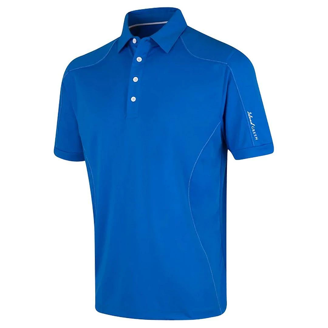 Island Green Logo Sleeve Contrast Button Placket CoolPass Performance Mens Golf Polo Shirt 13 Island Green Logo Sleeve Contrast Button Placket CoolPass Performance Mens Golf Polo Shirt - Image 11