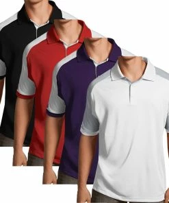 Antigua Essentials Mens Golf Polo Shirt With Color Block Details