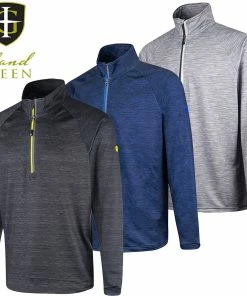 Island Green Mens Raglan Sleeve Moisture Wicking Top Layer 1/4 Zip Stretch Golf Sweater