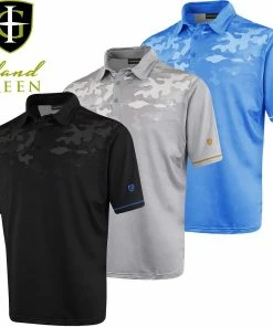 Island Green Mens Camo Gradient Print Moisture Wicking Golf Polo Shirt