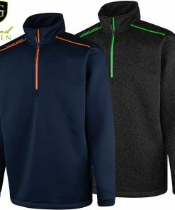 Island Green Mens 1/4 Zip Lined Top Layer Windproof Stretch Golf Sweater Pullover