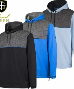 Island Green Mens Contrast Yoke Hooded Top Layer Stretch Quick Dry Hoody Golf Sweater
