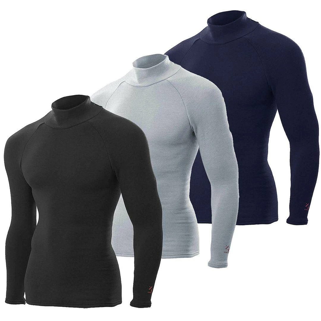 ZeroFit Mens Heat Rub The Ultimate Mock Neck Long Sleeve Top Comfort Baselayer 3 ZeroFit Mens Heat Rub The Ultimate Mock Neck Long Sleeve Top Comfort Baselayer