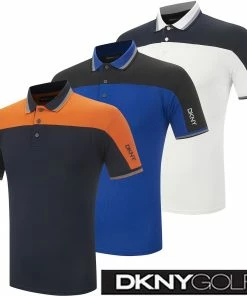 DKNY Golf Mens Performance Moisture Wicking Lightweight Stretch Golf Polo Shirt
