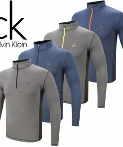 Calvin Klein Mens Performance Stripes 1/4 Zip Dri Breeze Moisture Wicking Golf Mid Layer