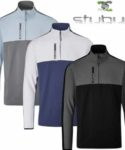Stuburt Golf Mens Reynold Mid Layer Half Zip Windproof Golf Pullover Sweater