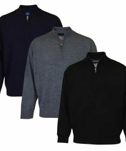 Proquip Mens PQ Merino Lined 1/4 Zip Water Repellent Golf Sweater Pullover