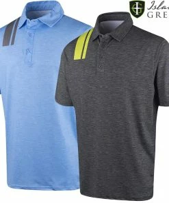 Island Green Mens Racing Print Stretch Golf Polo Shirt