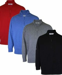 PROQUIP Mens Lambswool Unlined Half Zip Neck Jumper Water Repellent Golf Sweater