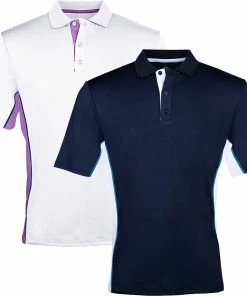 Island Green Mens Panelled Polo Sport Short Sleeve Golf Polo Shirt