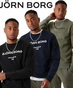 Bjorn Borg Mens Soft Fleece Crewneck Sweater Pullover