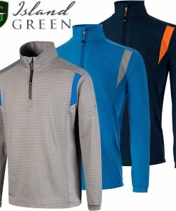 Island Green Mens Geometric Print Top Layer 1/4 Zip Stretch Golf Sweater Pullover