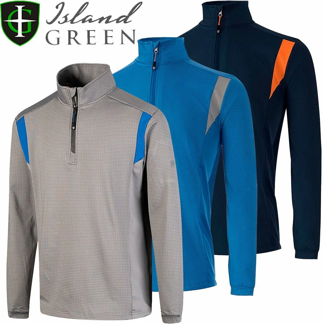Island Green Mens Geometric Print Top Layer 1/4 Zip Stretch Golf Sweater Pullover 3 Island Green Mens Geometric Print Top Layer 1/4 Zip Stretch Golf Sweater Pullover