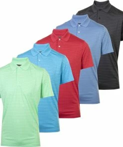 Greg Norman Mens PlayDry® Engineered Stripe Technical SS Golf Polo Shirt