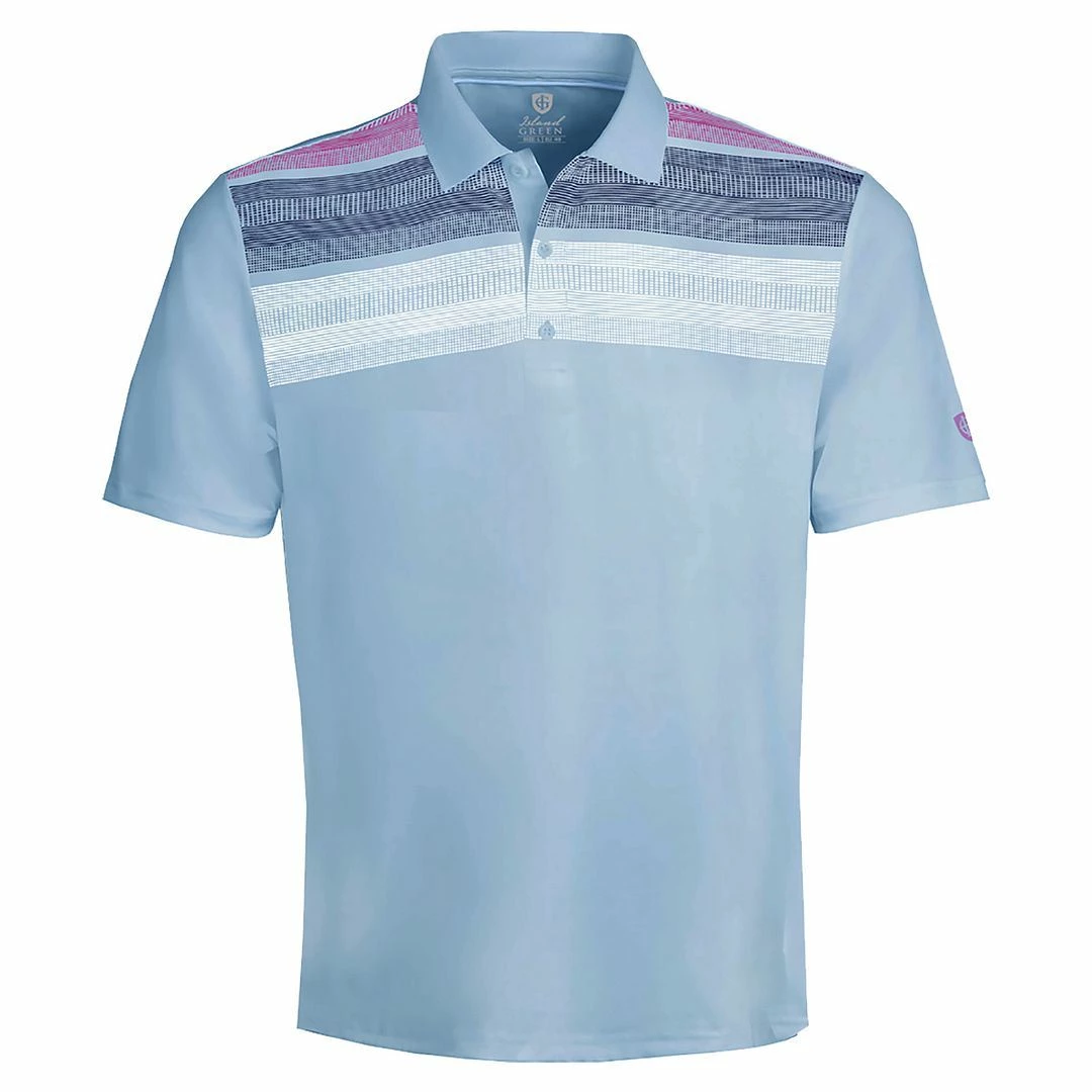 Island Green Mens Matrix Print Polo Sport Short Sleeve Golf Polo Shirt 4 Island Green Mens Matrix Print Polo Sport Short Sleeve Golf Polo Shirt - Image 2