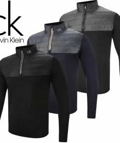 Calvin Klein Mens Hybrid Quilted 1/4 Zip Thermal Water Resistant Golf Jacket
