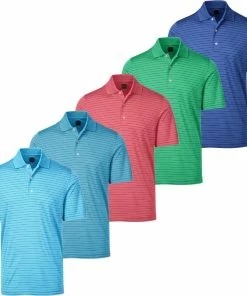 Greg Norman Mens PlayDry® Microlux SS Performance Stripe Golf Polo Shirt