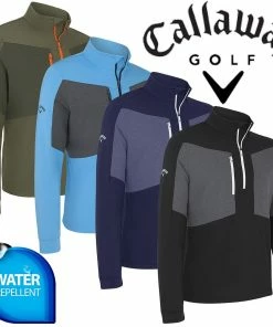 Callaway Golf Mens Aquapel Mixed Media 1/4 Zip Water Repellent Golf Pullover Sweater