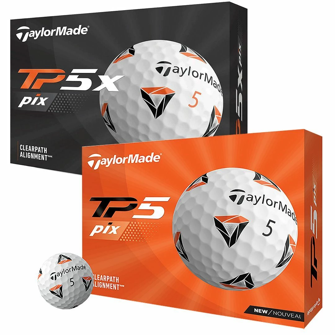 TaylorMade Golf TP5 / TP5X Pix 2.0 5-Layers Men's Tour Golf Balls Dozen 3 TaylorMade Golf TP5 / TP5X Pix 2.0 5-Layers Men's Tour Golf Balls Dozen