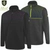Island Green Mens Top Layer 1/4 Zip Printed Yoke Stretch Thermal Golf Sweater Pullover