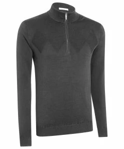 Ashworth Chest Diamond Texture 1/4 Zip Thermal Lined Wind Sweater Mens Golf Pullover