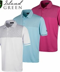 Island Green Mens Dash Sublimation Print Golf Polo Shirt