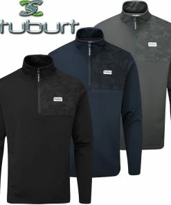 Stuburt Golf Mens Active Tech Windproof 1/4 Zip Mid Layer Thermal Golf Pullover Sweater